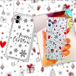 2 NEW IPHONE 12 PRO MAX Clear Christmas Cases